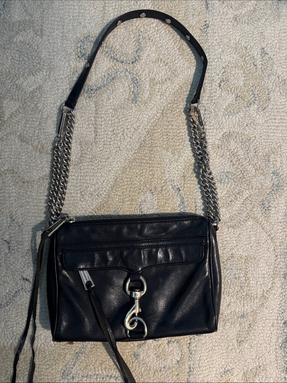 Rebecca Minkoff Black Leather Shoulder Bag with Gold Hardware
